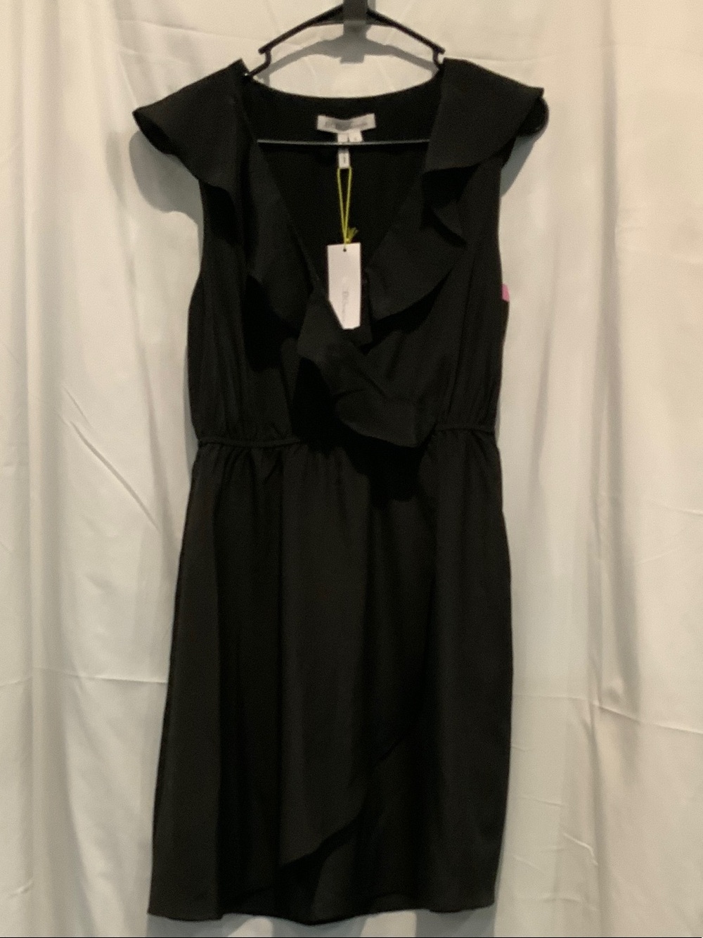 BCBG Black Ruffle-Trim Mini Dress